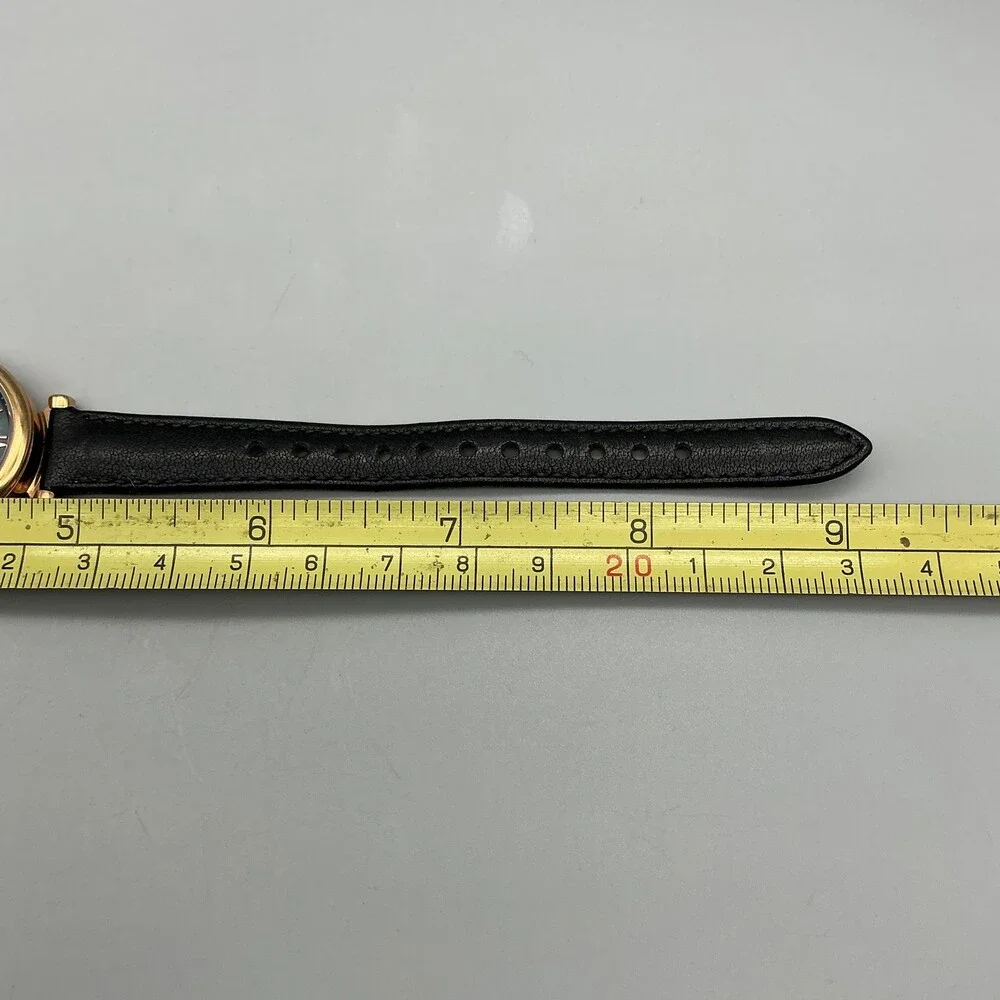 Fossil Carlie Womens Watch 28mm Black Dial Gold Tone Leather ES4700 New Battery